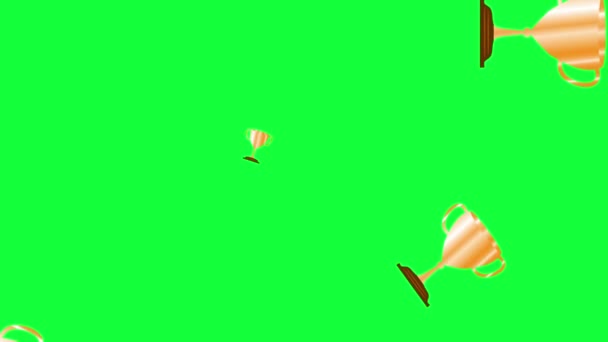 ゴールデン賞カップループアニメーショングラフィック要素グリーンスクリーンクロマキー — ストック動画