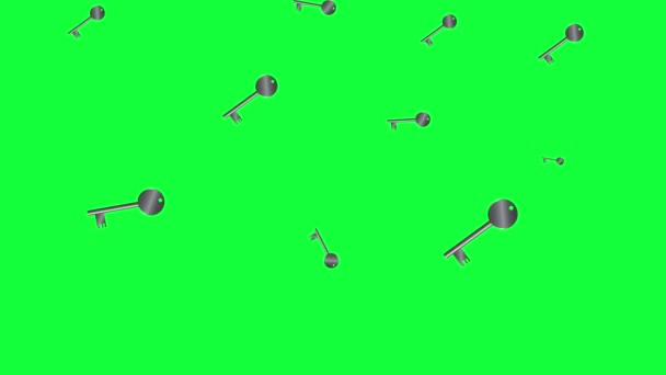 Vintage Style Lock Keys Animation Elements Green Screen Chroma Key — Stock Video