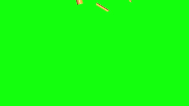 Падающая Золотая Конфетти Анимации Зеленый Цветной Клавиш Экрана — стоковое видео