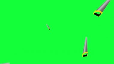 El testeresi araçları yeşil ekran kroma anahtarı üzerine düşen animasyon, grafik elementler, pürüzsüz döngü