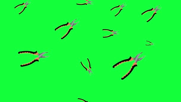 Pliers Tools Animation Green Screen Chroma Key Graphic Elements Seamless — Stock Video