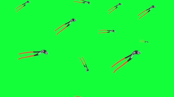 Tang Tools Animatie Groen Scherm Chroma Toets Grafische Elementen Naadloze — Stockvideo