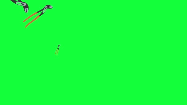 绿色屏幕色键上的钳子工具动画 图形元素 无缝循环 — 图库视频影像
