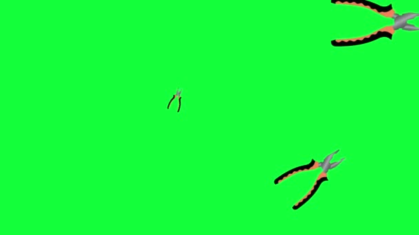 Ferramentas Alicate Animação Tela Verde Chave Chroma Elementos Gráficos Loop — Vídeo de Stock