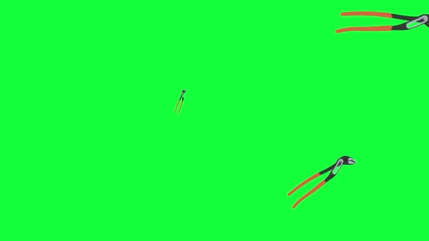 Pliers Tools Animation Green Screen Chroma Key Graphic Elements Seamless — Stock Video