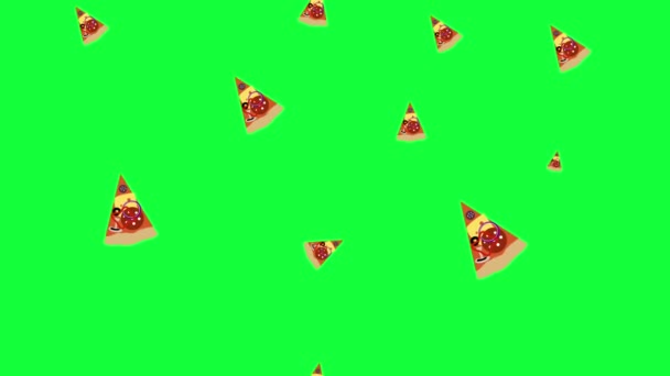 Kusy Animačních Prvků Smyčky Pizzy Zelené Obrazovce Chroma — Stock video