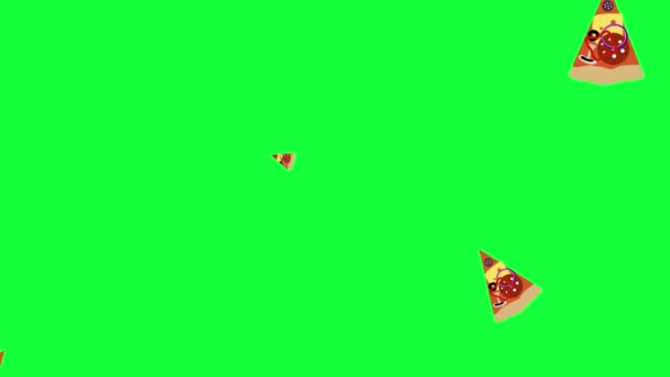 Snijwonden Van Pizza Lussen Animatie Elementen Groene Scherm Chroma Sleutel — Stockvideo