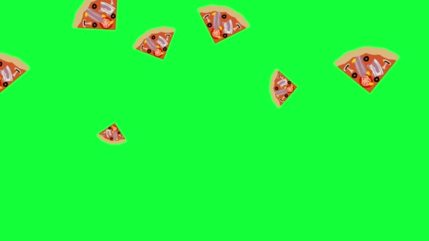 Skivor Pizza Animation Element Grön Skärm Kroma Nyckel — Stockvideo