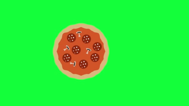 Pare Movimento Animação Desenhos Animados Pizza Chave Croma Tela Verde — Vídeo de Stock
