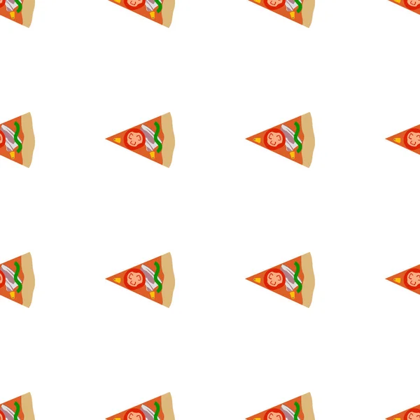 Tranche Pizza Sans Couture Élément Modèle Isolé Sur Fond Blanc — Image vectorielle