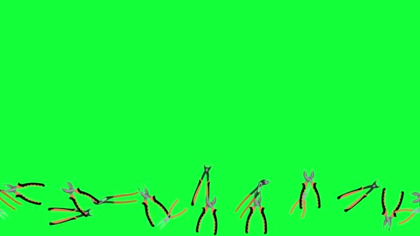 Рабочие Плоскогубцы Элементы Графическая Анимация Зеленом Экране Хрома Ключ Бесшовный — стоковое видео
