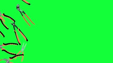 Çalışan pense araçları elementler yeşil ekran kroma anahtarı üzerinde grafik canlandırma