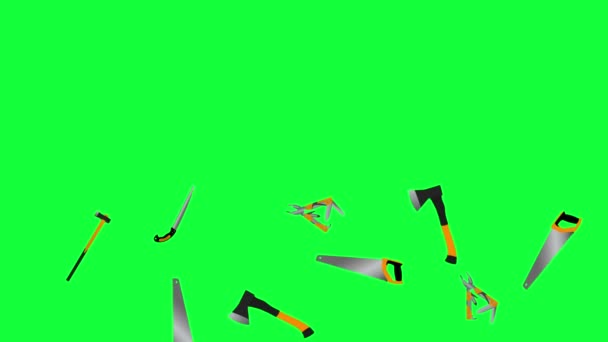 Werkzame Het Tuinieren Hulpmiddelen Elementen Animatie Groen Scherm Chroma Sleutel — Stockvideo