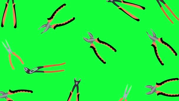 作業用ペンチツール要素グラフィックアニメーション 緑の画面クロマキー シームレスなループ — ストック動画