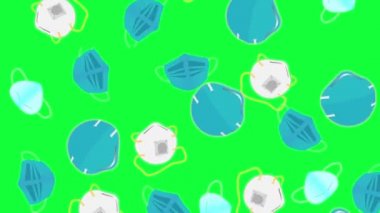 Düşen yüz maskesi antivurs pretection yeşil ekran krom anahtar düz tasarım, pürüzsüz döngü