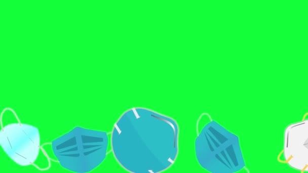 animation de masque facial antivurs protection écran vert chroma clé design plat, boucle transparente 