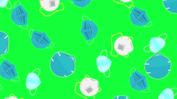 animation de masque facial antivurs protection écran vert chroma clé design plat, boucle transparente 