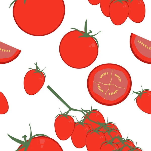 Tomates Sem Costura Padrão Gráfico Ilustração Plano Fundo Design Colorido — Vetor de Stock