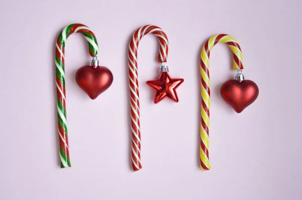 Bengalas Natal Doces Para Natal Ano Novo Paus Doces Listras — Fotografia de Stock