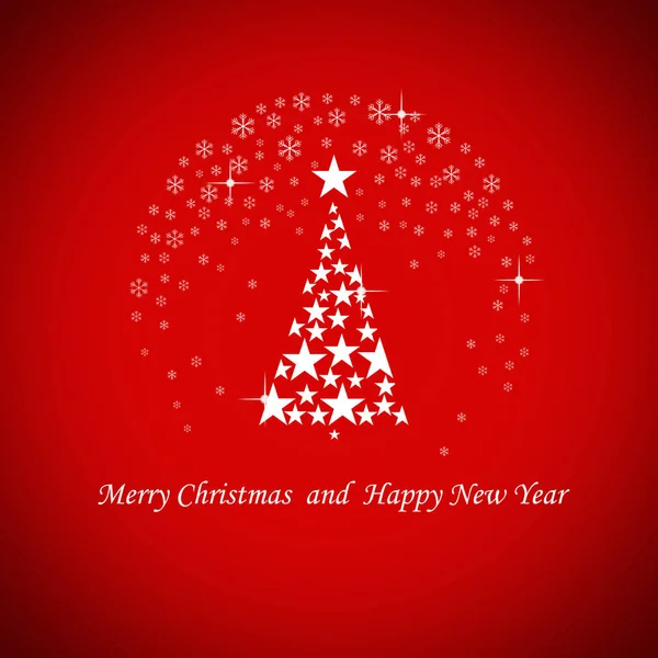 Mutlu Noeller ve yeni yıl tebrik kartı. Kırmızı arka planda beyaz Noel ağacı. Kış tatili için tebrikler. Mutlu hafta sonları ve tatiller. Arkaplan.