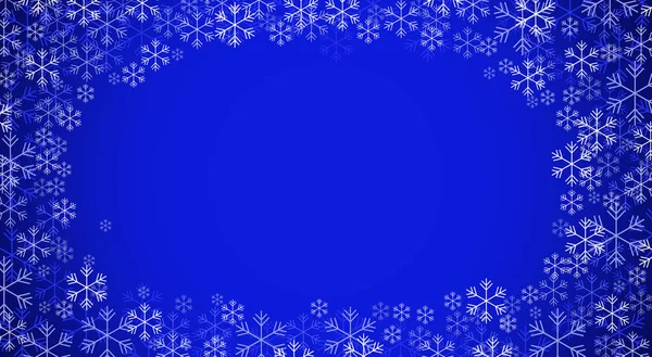 Bir tebrik kartı dizaynı için arka plan Mutlu yıllar ve Noel. Mavi arka planda kar taneleri. Kış tatili Mutlu Noeller..