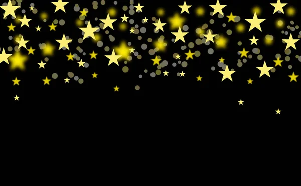 Bokeh in the form of stars on a black background. Merry Christmas and happy New year. Background for a Christmas card. Winter holiday. Happy holiday. Decor for the New year.  Elements of the winter holiday.