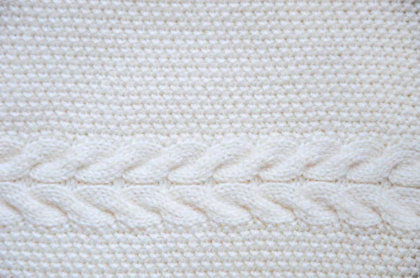 White Knitted Texture Knitting Braids Beautiful Background — Stock Photo, Image