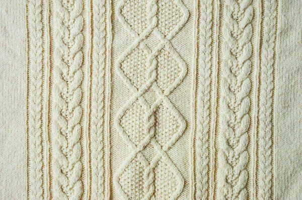 Texture Fabric White Knitted Pattern Background — Stock Photo, Image