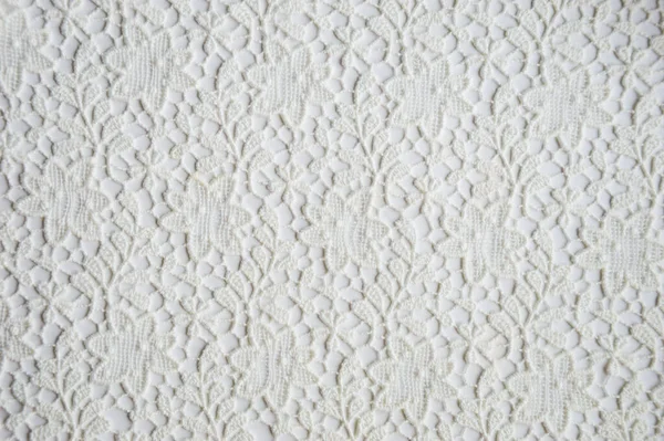 Texture White Openwork Fabric White Background — Stock Photo, Image