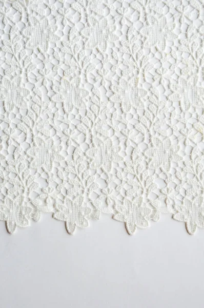 Texture White Openwork Fabric White Background — Stock Photo, Image