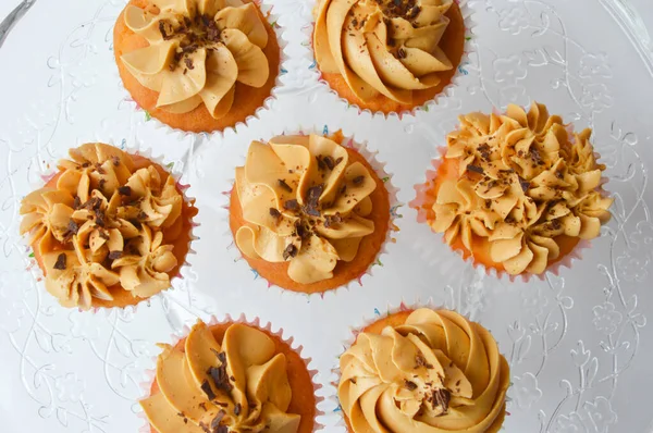 Pain Crème Délicieux Cupcake Délicieux Gâteau Avec Crème Air Noix — Photo