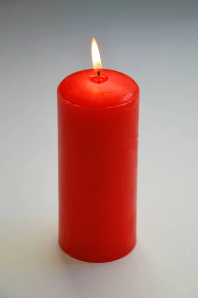 Red Wax Candle Flame Fire — Stock Photo, Image