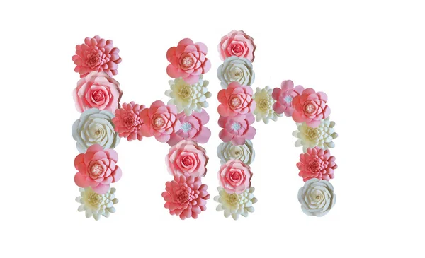 Alfabeto Flores Papel Cartas Sobre Fondo Blanco Flores Rosas Blancas — Foto de Stock
