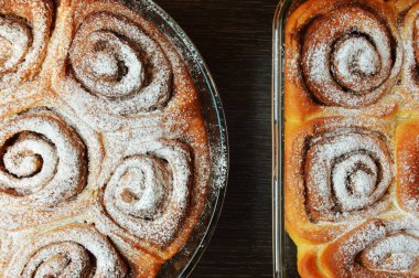 Ev yapımı kek. Tarçınlı kek ve pudra şekerli. Tatlı lezzetli..