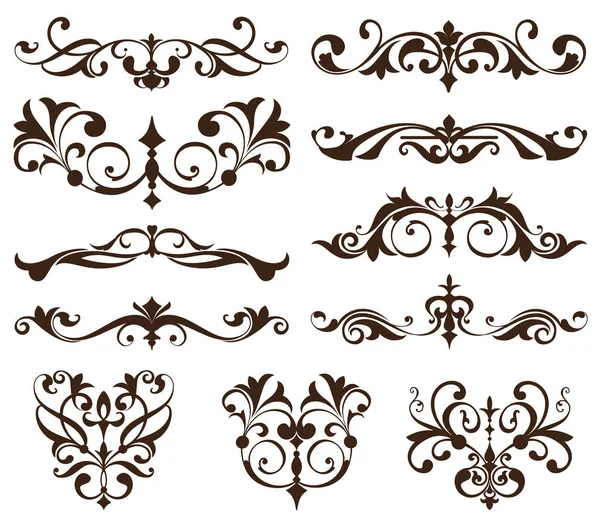 Vector set vintage ornaments, corners, borders. Vintage design elements art nouveau. Black and white monogram — Stock Illustration Vector set vintage ornaments, corners, borders. Vintage design elements art nouveau. Black and white monogram Stock Vector