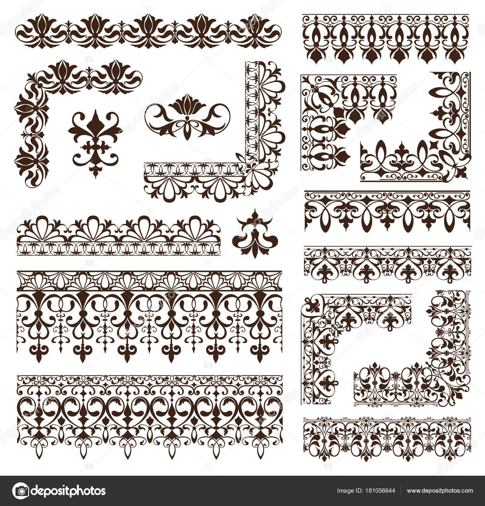 Vintage Frames Corners Borders Delicate Swirls Art Nouveau