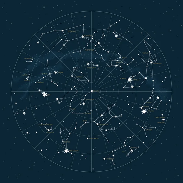 Northern hemisphere. Star map of vector constellations — Wektor stockowy