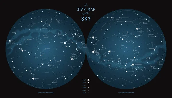 Costellazioni stellari attorno ai poli — Vettoriale Stock