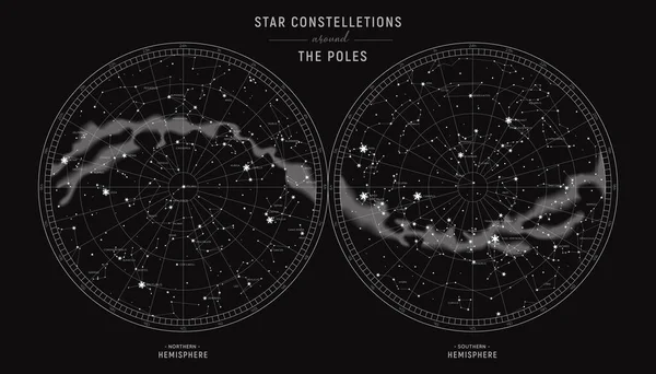 Star constellations around the poles. Royaltyfria Stockvektorer