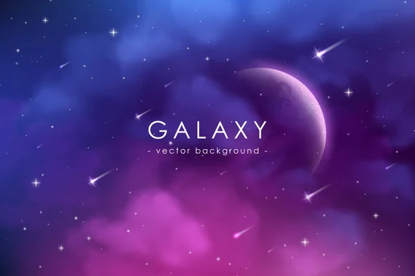 Cosmos sfondo con polvere di stelle realistiche, nebulosa e stelle brillanti. sfondo galassia colorato . — Vettoriale Stock