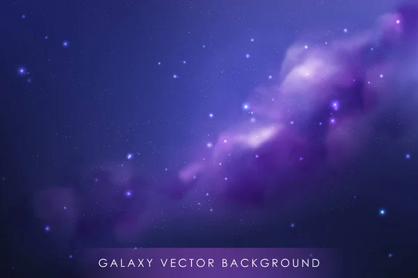 Fundo Cosmos com poeira estelar realista, nebulosa e estrelas brilhantes. Cenário colorido da galáxia . — Vetor de Stock