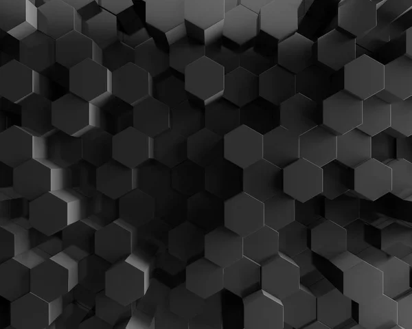 Abstrakcja czarne wielokątne geometryczne sześciokąt tło — Zdjęcie stockowe
