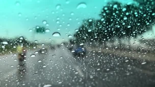 Moving Transport Looking Window Rainy Daytime — Stock Video