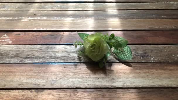 Concepto Amor San Valentín Con Hermosas Flores Ramo Rosas Tablones — Vídeos de Stock