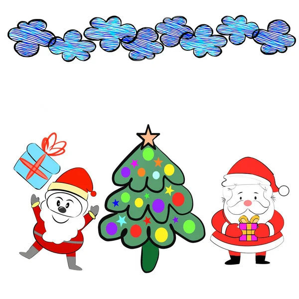 Boldog Karácsonyi Kártya Sablont Mikulások Fehér Háttér Másolja Helyet Szöveges — Stock Fotó