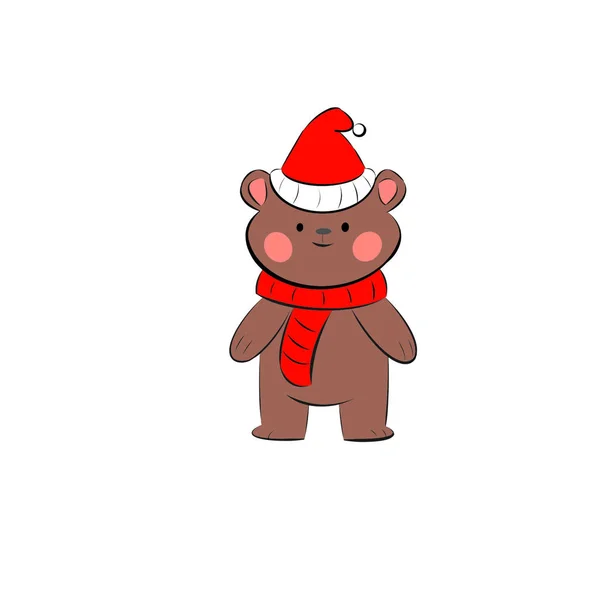 Bear Santas Hat White Background Copy Space Your Text Design — Stock Photo, Image