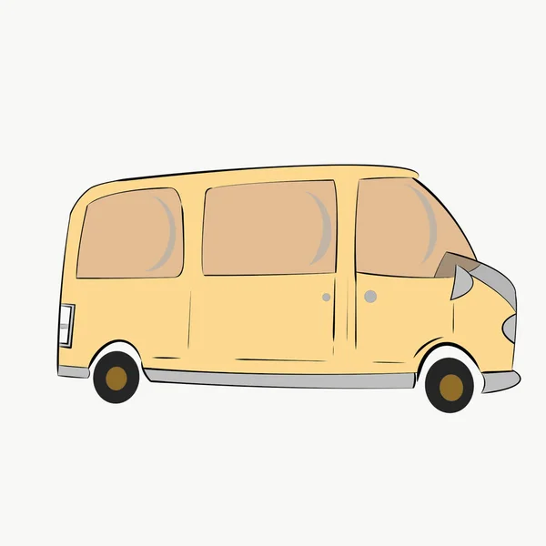 Hand Drawing Cartoon Van Vehicle White Background Free Space Your — Stock Photo, Image