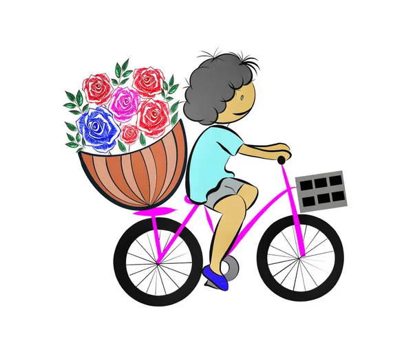Mädchen Fahrrad Fahren Auf Weißem Hintergrund Kopieren Sie Platz Für — Stockfoto