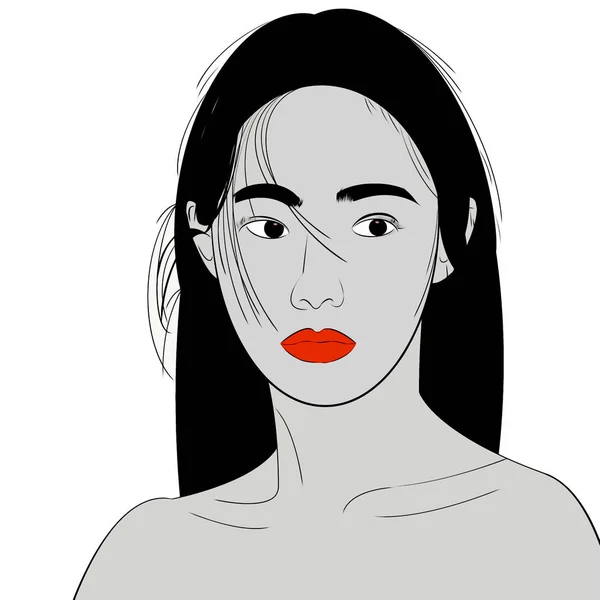 Hand Drawing Cartoon Character Beautiful Woman White Background Free Space — 스톡 사진