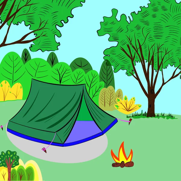 Campingbanner Auf Weißem Hintergrund Kopieren Sie Platz Für Ihr Textdesign — Stockfoto